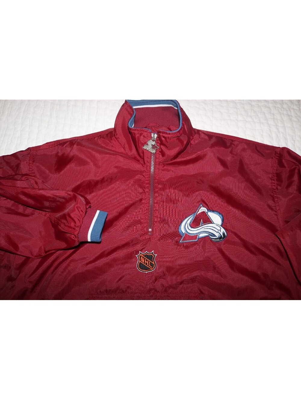 Vintage NHL 90s Colorado Avalanche Starter Jacket sz Medium Windbreaker Pullover